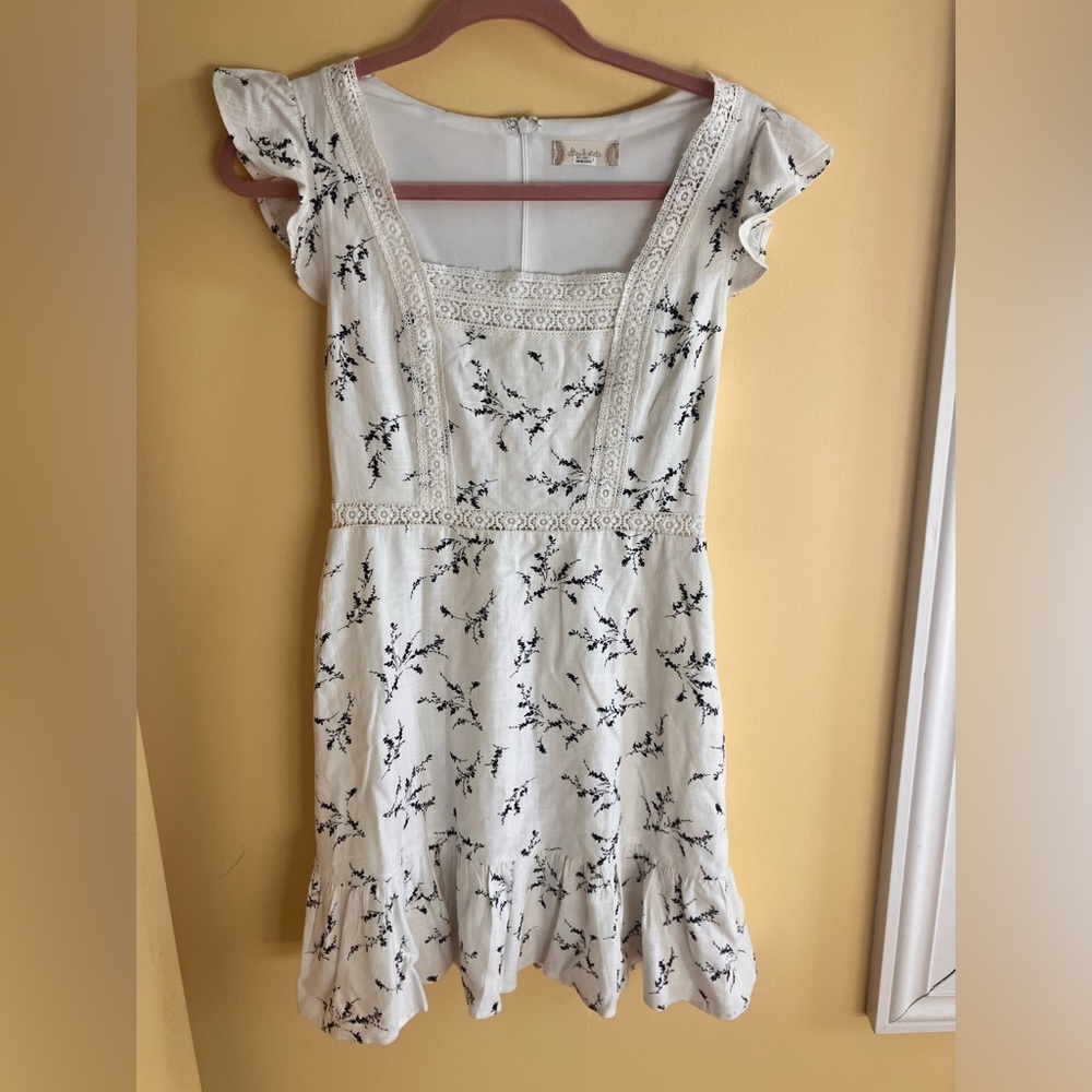 Floral White Dress with Black Embroidery